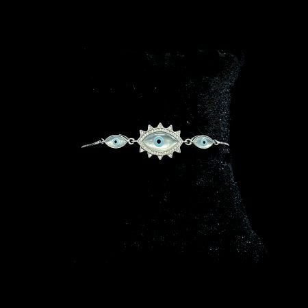 Evil Eye Charm 92.5 Sterling Silver Flexi Bracelet with Lashes
